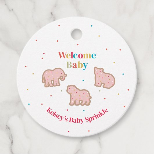 Baby Sprinkle Animal Cookies Girl Baby shower Bedankjes Labels (Voorkant)