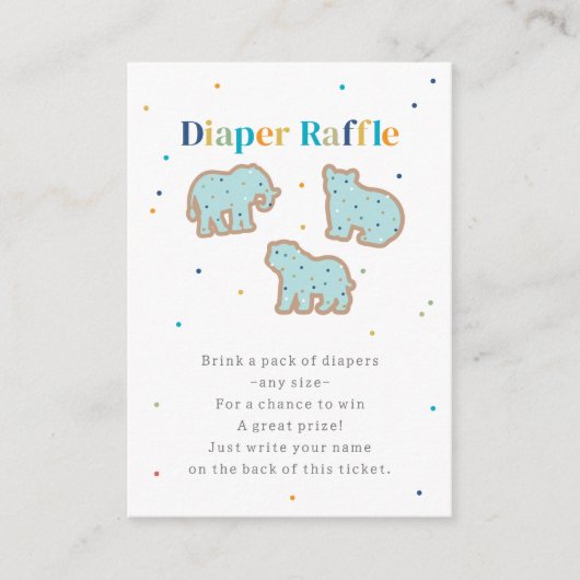 Baby Sprinkle Animal Cookies Luier Raffle Blauw Informatiekaartje (Voorkant)