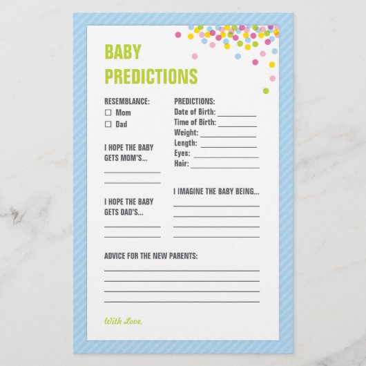 Baby Sprinkle Baby Predictions Kaart - blauw (Voorkant)