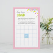 Baby Sprinkle Baby Shower Bingo Game Card - Pink Briefpapier (Staand voorkant)