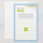 Baby Sprinkle Baby shower Bingo Game Kaart - blauw (Voorkant / Achterkant)