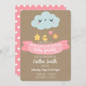 Baby Sprinkle Baby shower Cloud Invitation Kaart (Voorkant / Achterkant)