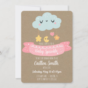 Baby Sprinkle Baby shower Cloud Invitation Kaart