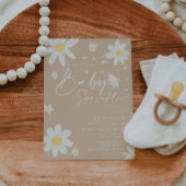 Baby Sprinkle, Baby shower Uitnodiging Daisy Beige