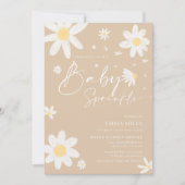 Baby Sprinkle, Baby shower Uitnodiging Daisy Beige (Voorkant)