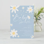 Baby Sprinkle, Baby shower uitnodiging Daisy Blue (Staand voorkant)