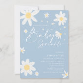 Baby Sprinkle, Baby shower uitnodiging Daisy Blue (Voorkant)
