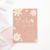 Baby Sprinkle, Baby shower Uitnodiging roze Daisy