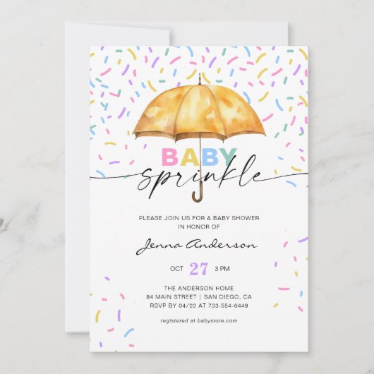 Baby Sprinkle Baby shower Umbrella Sprinkles Kaart (Voorkant)