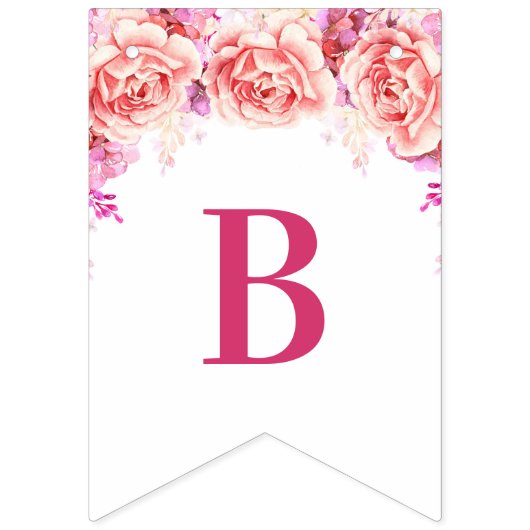 Baby Sprinkle Banner Pink Waterverf Flowers (Tweede vlag)