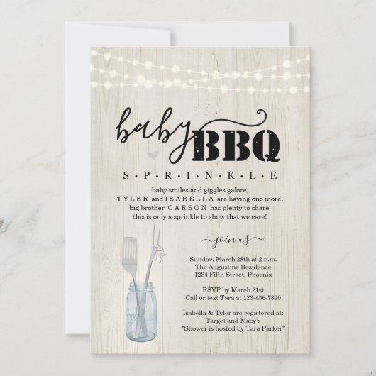 Baby Sprinkle BBQ - Couple's Baby Q Barbeque Invit Kaart (Voorkant)