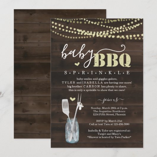 Baby Sprinkle BBQ - Couple's Baby Q Barbeque Kaart (Voorkant / Achterkant)