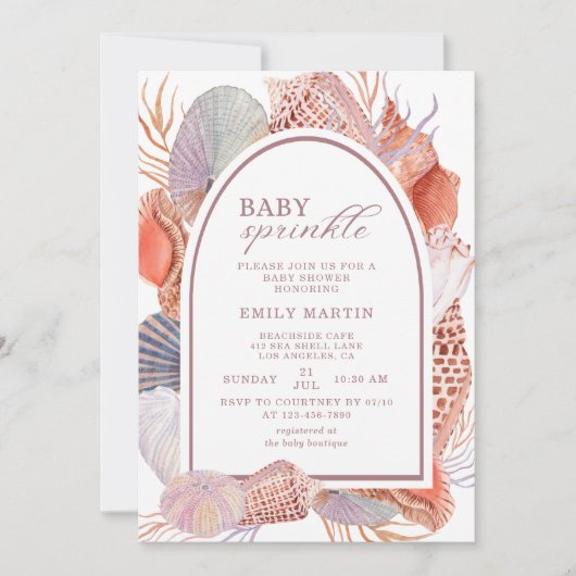 Baby Sprinkle Beach Seashells Baby shower Kaart (Voorkant)