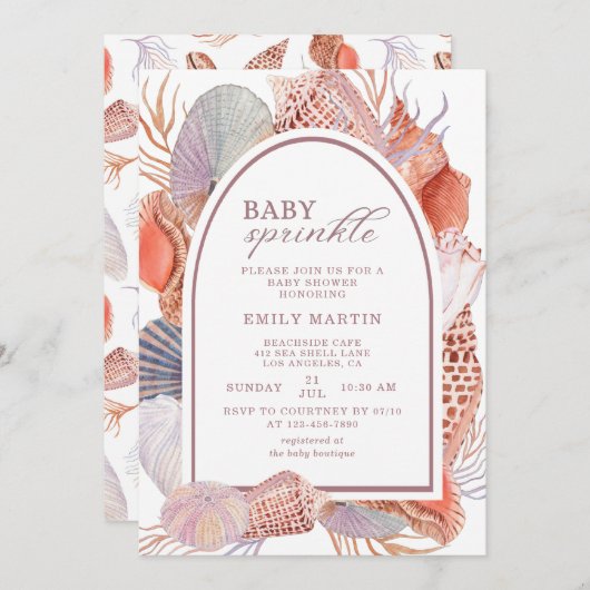 Baby Sprinkle Beach Seashells Baby shower Kaart (Voorkant / Achterkant)