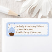 Baby Sprinkle bijpassend blauw retouradreslabel Etiket (Insitu)