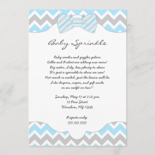 Baby Sprinkle Blue Bow stropdas baby shower nodigt Kaart
