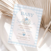 Baby Sprinkle Blue Gingham White Pumpkin Kaart