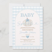 Baby Sprinkle Blue Gingham White Pumpkin Kaart (Voorkant)
