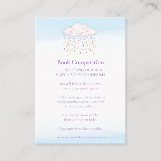 Baby sprinkle boek wedstrijd cloud sprinkles informatiekaartje (Achterkant)