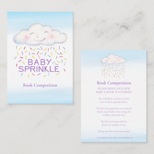 Baby sprinkle boek wedstrijd cloud sprinkles informatiekaartje (Voorkant / Achterkant)