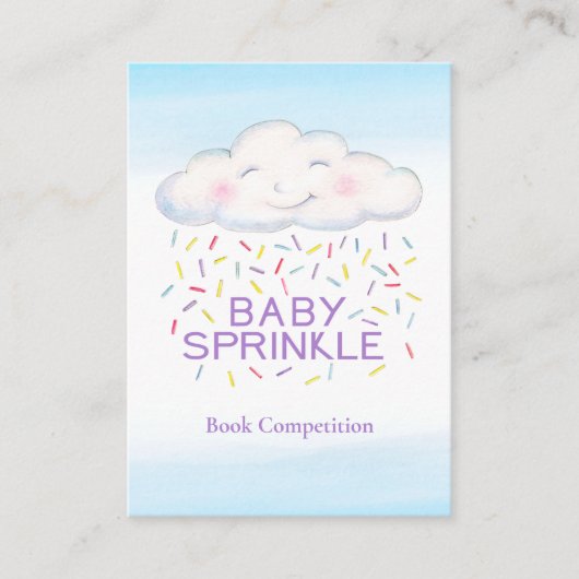 Baby sprinkle boek wedstrijd cloud sprinkles informatiekaartje (Voorkant)