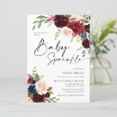 Baby Sprinkle, Boho Bourgondië Blush Baby shower Kaart (Staand voorkant)