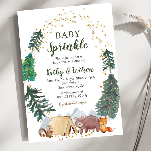 Baby Sprinkle Bosdier Uitnodiging