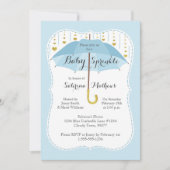 Baby Sprinkle Boy Shower Blauwe Paraplu Uitnodigin Kaart (Voorkant)