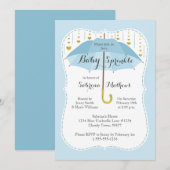 Baby Sprinkle Boy Shower Blauwe Paraplu Uitnodigin Kaart (Voorkant / Achterkant)