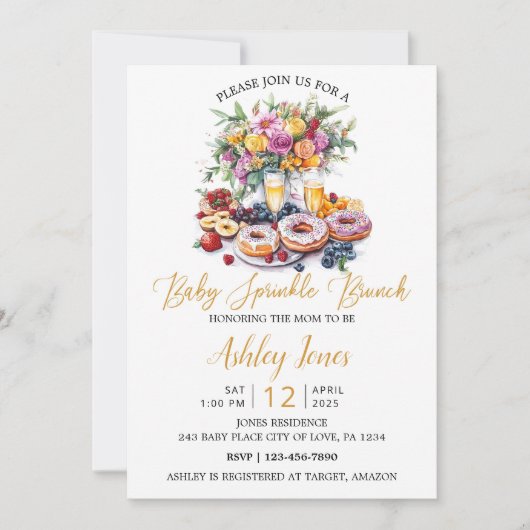 Baby Sprinkle Brunch Aangepast Baby shower Uitnodi Kaart (Voorkant)