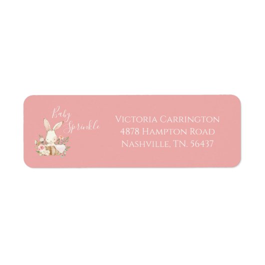 Baby Sprinkle Bunny Pink Baby shower Etiket (Voorkant)