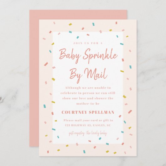 Baby Sprinkle by mail uitnodiging (Voorkant / Achterkant)