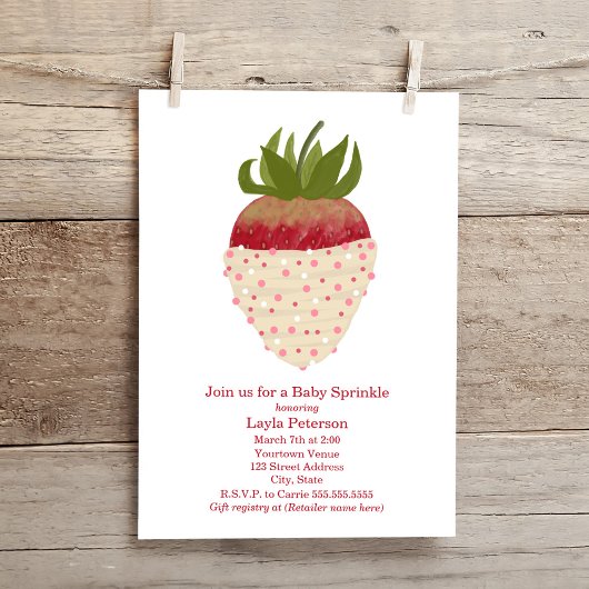Baby Sprinkle Chocolate Strawberry Baby shower Kaart