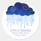 Baby Sprinkle Classic Blue | Kool Shower Hartelijk Ronde Sticker (Voorkant)