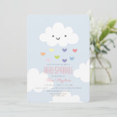 Baby Sprinkle Clouds Invitation Kaart (Staand voorkant)