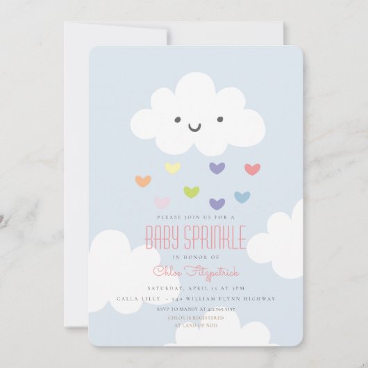 Baby Sprinkle Clouds Invitation Kaart (Voorkant)