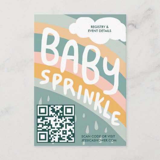 BABY SPRINKLE Clouds Rainbow Schattigee aangepaste Informatiekaartje (Voorkant)