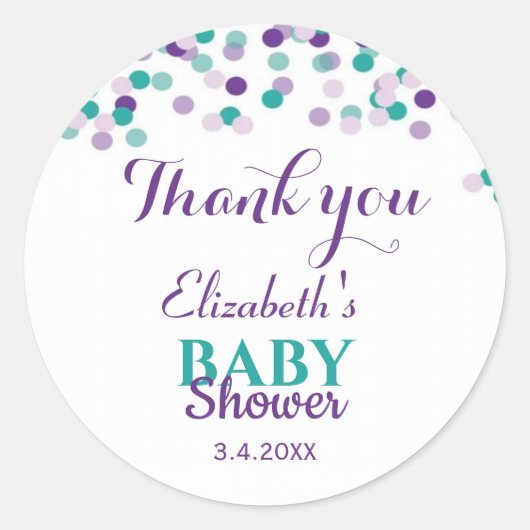 Baby Sprinkle | Dank u Baby shower Ronde Sticker (Voorkant)