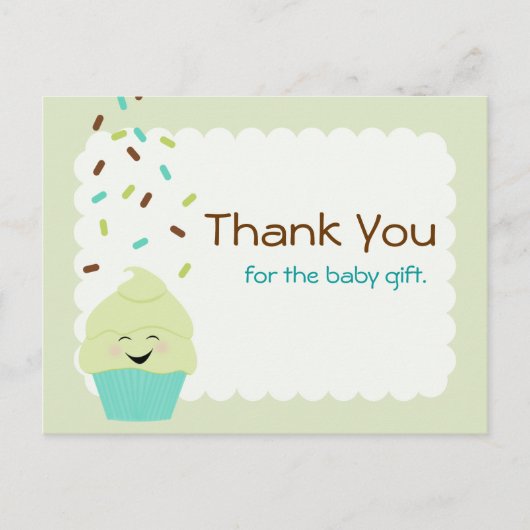 Baby Sprinkle Dank u genderneutraal Briefkaart (Voorkant)