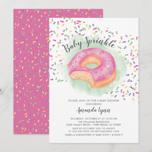 Baby Sprinkle Donut Baby shower Invitation Kaart (Voorkant / Achterkant)