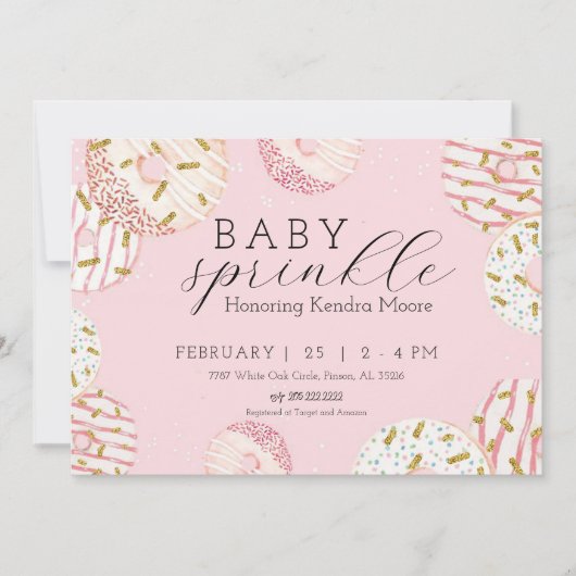 Baby Sprinkle Donut Invitation Kaart (Voorkant)