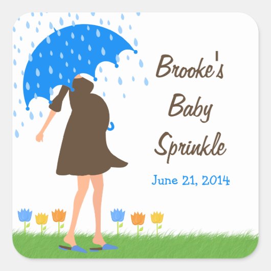 Baby Sprinkle Douche Favor Tag Vierkante Sticker (Voorkant)