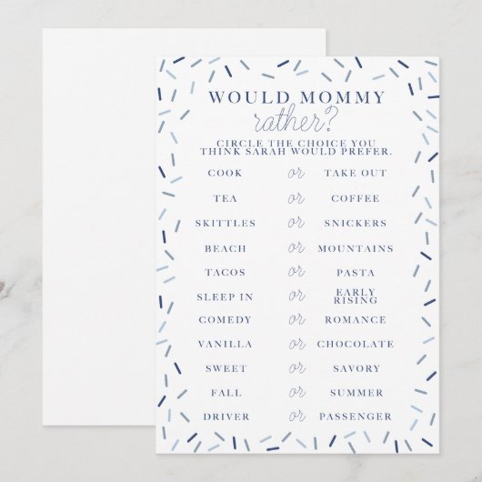 Baby Sprinkle douchegame Kaart (Voorkant / Achterkant)