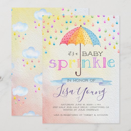 Baby Sprinkle Feestje Kaart (Voorkant / Achterkant)