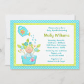 Baby Sprinkle Flower Pot Boy Shower Invitation Kaart (Voorkant)