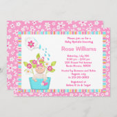 Baby Sprinkle Flower Pot Girl Shower Kaart (Voorkant / Achterkant)