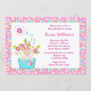 Baby Sprinkle Flower Pot Girl Shower Kaart