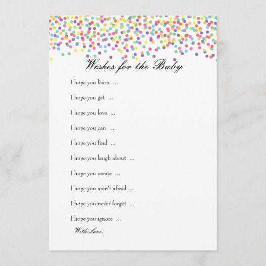 Baby Sprinkle Game - wil Baby en raad eens wie Advieskaart (Achterkant)