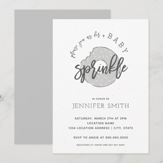 Baby Sprinkle Gender Neutral Doughnut Invitation Kaart (Voorkant / Achterkant)