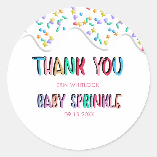 Baby Sprinkle Hartelijk dank Ronde Sticker (Voorkant)